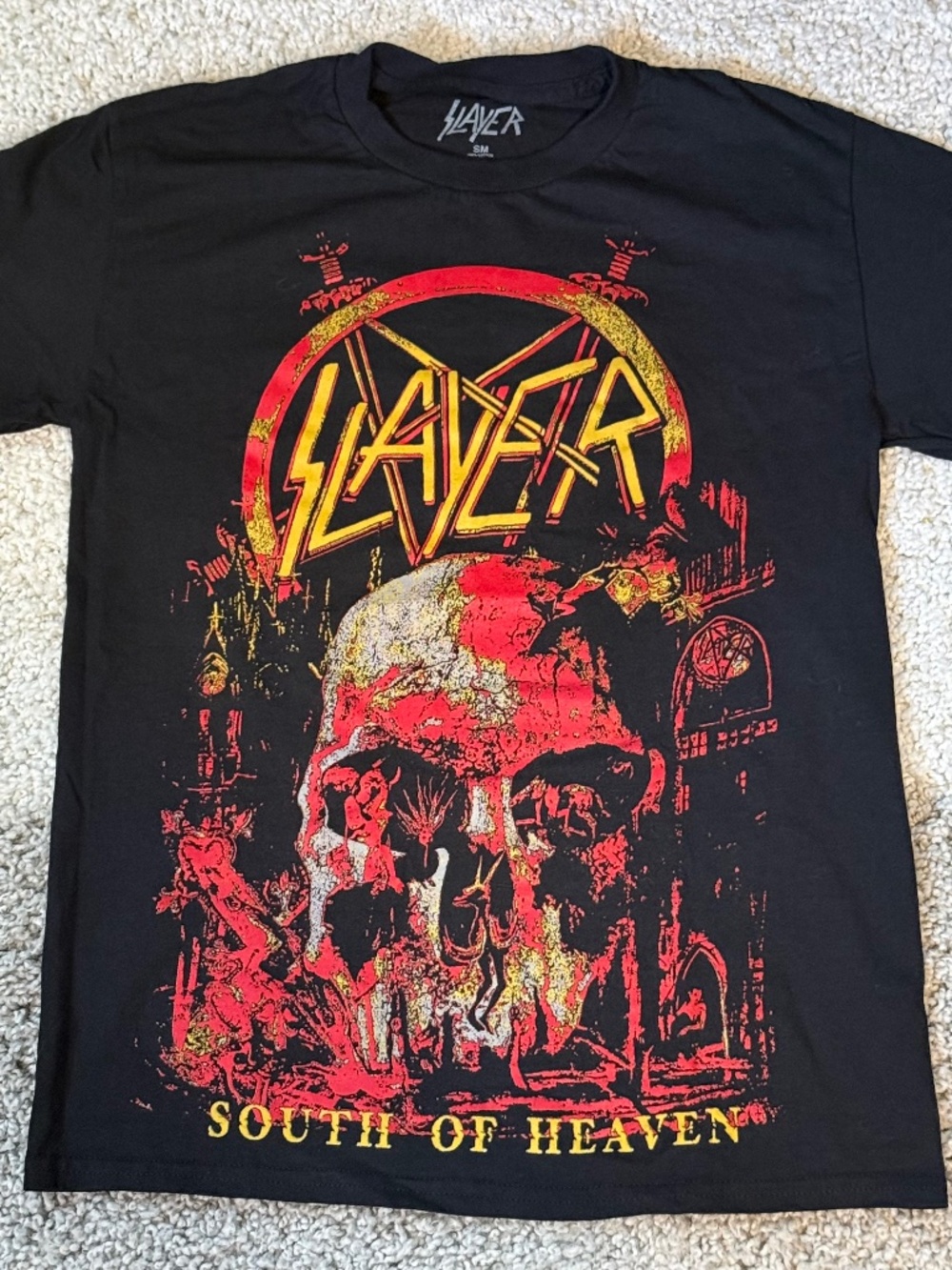 Slayer South of Heaven Graphic Band T-Shirt Black Size Small Metal Tee